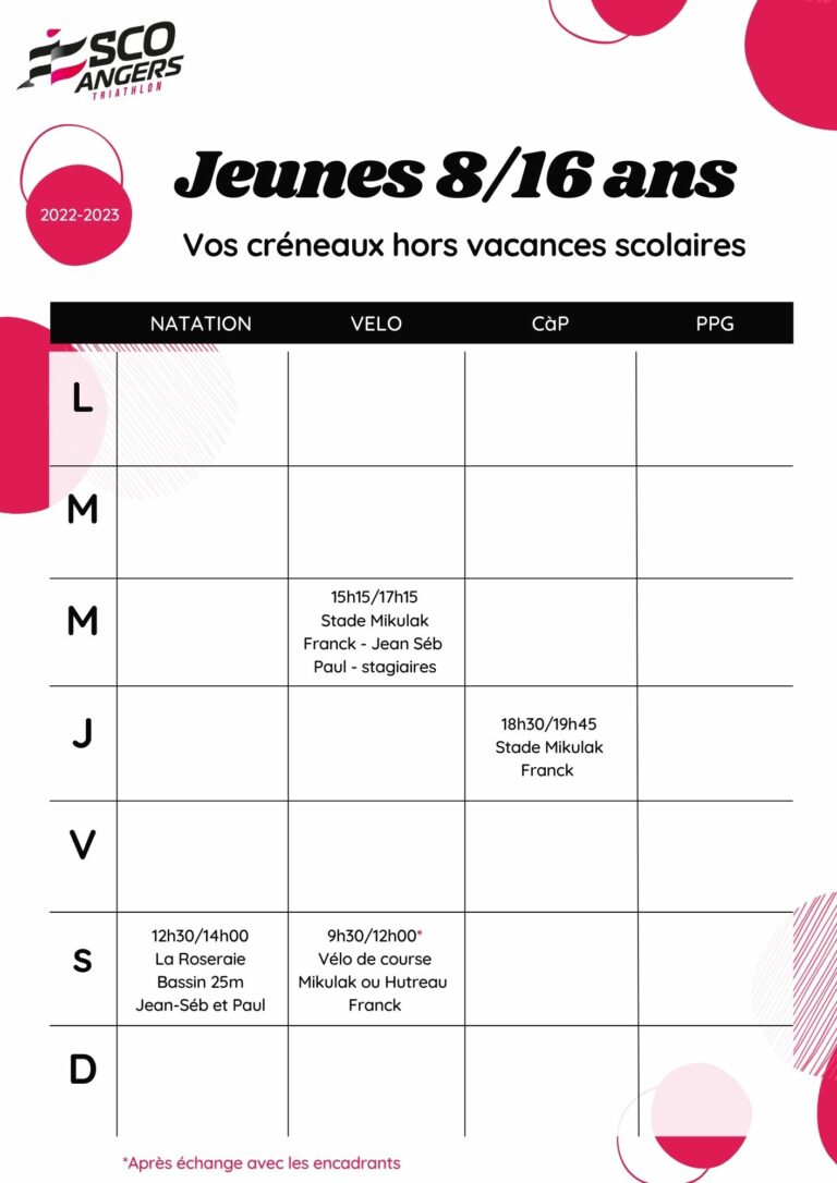 Créneaux jeunes